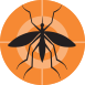 Desenho de um mosquito preto com fundo laranja